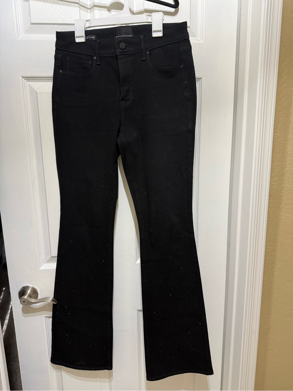 White House Black Market Black Sparkle Flared Jeans from